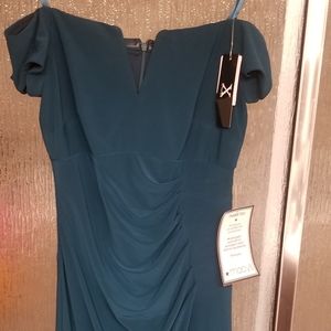 *NWT* size 6 off the shoulder X by Xscape dark teal dress